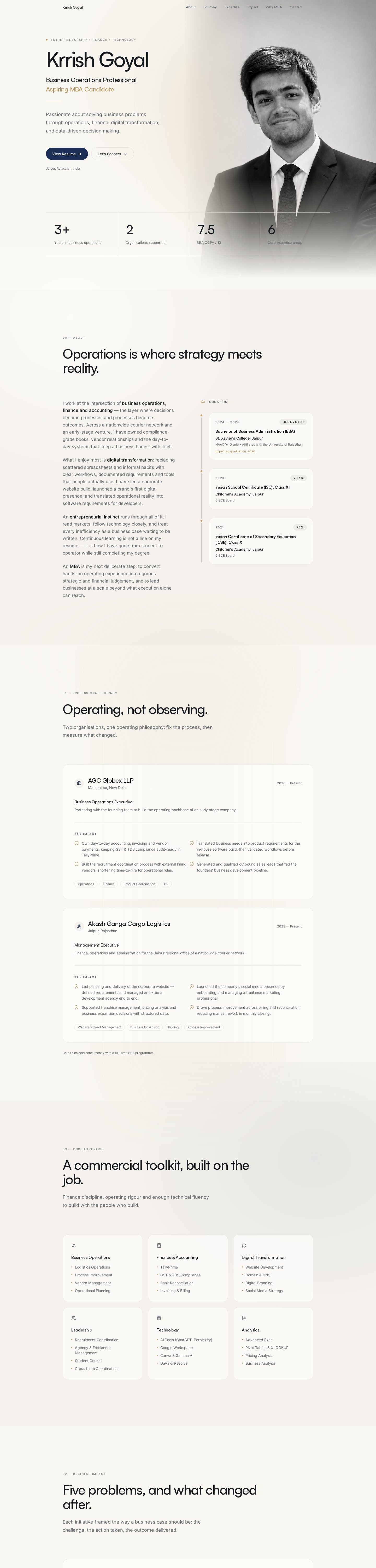 Personal Portfolio for Creative Professional — desktop website designed by Third Rule