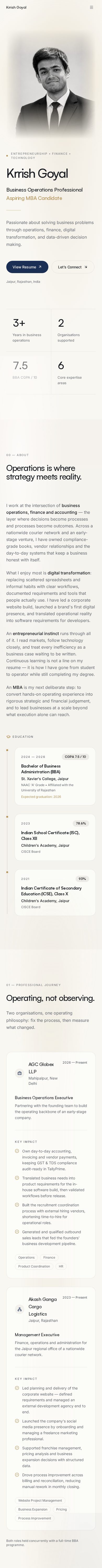 Personal Portfolio for Creative Professional — mobile website designed by Third Rule